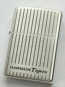 未使用品　阪神タイガース ジッポ HANSHI Tigers ZIPPO MADE IN USA シルバー アンティーク　縦じま