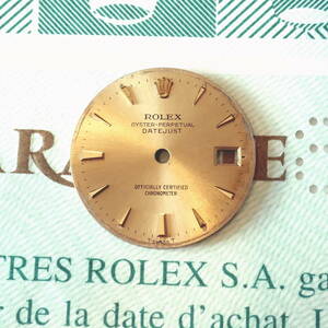 本物保証■極美品■ROLEX純正 デイトジャスト 金無垢用ゴールド文字盤レディス◆16