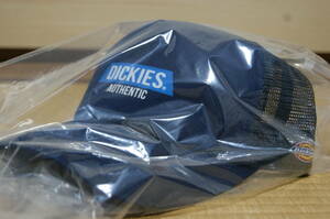 ■未使用 未開封 ディッキーズ キャップ ネイビーメッシュ Dickies ロゴプリント帽子メンズ アメカジワークウェア紺/青白文字ロゴ 57-59cm