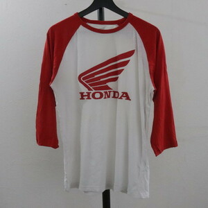 T212 2000年代製 HONDA ホンダ 半袖ラグランTシャツ■00s 表記Mサイズ 七分袖 ベースボールシャツ 赤 レッド アメカジ ストリート 古着 検