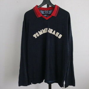 R241 2000年代製 TOMMYHILFIGER トミーヒルフィガー 長袖トップス■00s 表記XLサイズ ネイビー 紺 アメカジ ストリート 古着 古着卸 激安