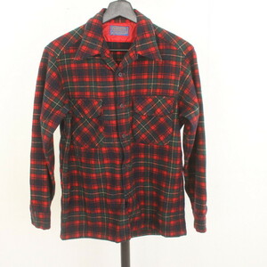 L243 70sビンテージ PENDLETON ペンドルトン ウールシャツ USA製■1970年代製 表記Mサイズ レッド チェック 古着 アメカジ ストリート 激安