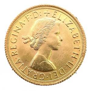 エリザベス二世ヤングヘッド金貨 聖ジョージ竜退治 金位917 1958年 7.9g イエローゴールド コイン GOLD コレクション 美品