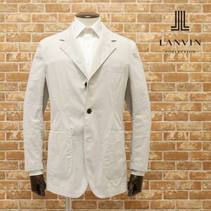 1円/春夏/LANVIN COLLECTION/50サイズ/アンコン ジャケット 軽量 綿ポリ ストレッチ 快適 無地 日本製 ジャケパン 新品/グレー/gf125/