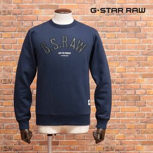 1円/秋冬/G-STAR RAW/XSサイズ/トレーナー GRAPHIC 12 SLIM R SW L/S 裏起毛スウェット ロゴ ワッペン 新品/紺/ネイビー/ia194/