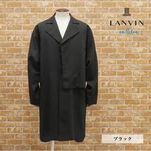 1円/春夏/LANVIN en Bleu/フリーサイズ/オーバーシルエット コート 清涼リネン混 無地 モード ルーズ ラフ 新品/黒/ブラック/gf222/_画像1