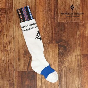 1円/MARCELO BURLON/1(22-24cm)/ハイソックス CMRA018S23KNI001 AOP FOLK KAPPA SOCCER SOCKS コラボ 新品/白/ホワイト/ib473/