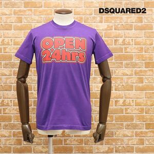 1円/春夏/DSQUARED2/XLサイズ/イタリー製Tシャツ S79GC0006 ジャージー快適 POPロゴ 製品染め加工 半袖 新品/紫/パープル/gc189/