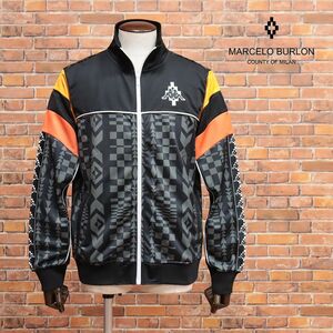 1円/23春夏/MARCELO BURLON/Lサイズ/トラックジャケット AOP FOLK KAPPA TRACK JKT カッパ コラボ 新品/黒×グレー/ib420/