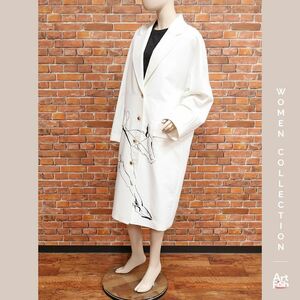 1円/春夏/ESCADA/Lサイズ/訳 ホース エンブロイダリー コート インポート エスカーダ 新品/白/ホワイト/iz104/