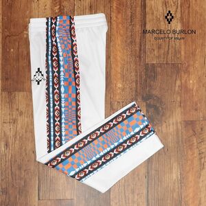 1円/23春夏/MARCELO BURLON/Mサイズ/トラック パンツ AOP FOLK KAPPA TRACK PANTS ネイティブ柄 イージー 新品/白/ホワイト/ib461/