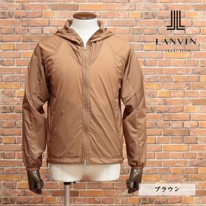 1円/春夏/LANVIN COLLECTION/48サイズ/訳 日本製ウインドブレーカー 撥水 軽量リップストップ ジップポケット 新品/茶色/ブラウン/ib155/