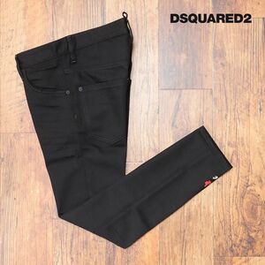 DSQUARED2/48サイズ/テーパード パンツ S71LB1050 SKATER JEAN ストレッチ◎ 無地 裾ワンポイント イタリア製 新品/黒/ブラック/id117b/