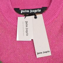 1円/秋冬/Palm Angels/Mサイズ/イタリー製 丸首ニット PMHE043F22KNI00 ファイヤー柄 セーター 新品/ピンク/ib404/_画像6