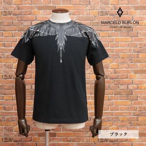 1円/23SS/MARCELO BURLON/XXSサイズ/Tシャツ CMAA018C99JER001 ICON WINGS REGULAR T-SHIRT ネイティブ 半袖 新品/黒/ブラック/ib425/