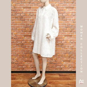 1円/春夏/KOCHE/Sサイズ/SK1CT0125 オパール加工 シャツワンピース イタリア製 インポート コシェ 新品/白/ホワイト/iy193/