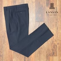 春夏/LANVIN COLLECTION/50サイズ/スラックス パンツ 清涼ウール ストレッチ 無地 ワンタック 日本製 快適 新品/紺/ネイビー/ib189/_画像1