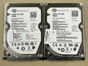 中古 HDD 2個セット SEAGATE Laptop Thin HDD ST500LM021 2.5インチ 7mm厚 SATA 500GB 7200rpm 検査済み ②