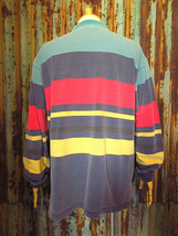 ビンテージ80’s90’s●Eddie Bauerハーフジップマルチボーダーポロシャツsize L/G●240214k4-m-plsh 1980s1990sエディバウアー_画像2