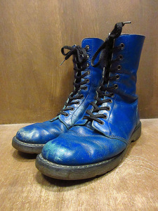 ビンテージ●MADE IN ENGLAND Dr.Martens 10ホールブーツ青size 9●240229j5-m-bt-27cm古着イングランド製ドクターマーチン