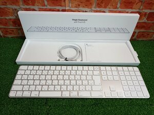 Appleシリコン搭載Macモデル用 Touch ID搭載Magic Keyboard テンキー付 日本語 JIS ホワイト キーボード 本体美品ユーズド ケーブルシミ有