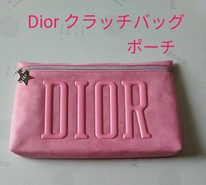 Christian Dior クリスチャンディオール クラッチバッグ 大きなポーチ ノベルティ ピンク フェイクスエード×エナメル