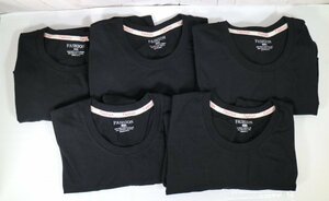 16 01544 ☆ 長袖 Tシャツ５枚組 4XL ブラック インナーシャツ メンズ肌着 綿100% クルーネック【アウトレット品】
