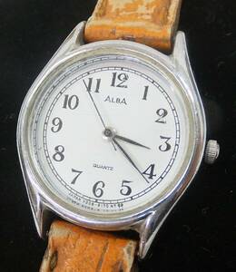 【中古動作品】★SEIKO ALBA セイコーアルバ 3針クォーツレディース腕時計 V306-6134 ベルト社外品