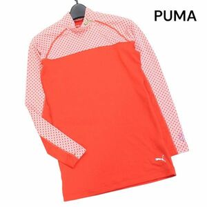 PUMA GOLF プーマ ゴルフ 通年 千鳥柄 切替♪ 長袖 モックネック インナー シャツ Sz.M　レディース　K4T00108_1#F