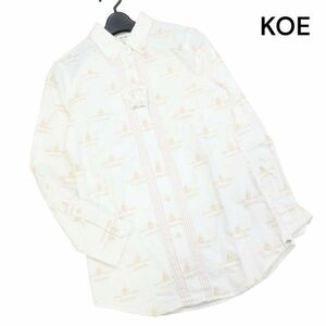 未使用★ KOE コエ THOM BROWNE トムブラウン 通年 ボート柄♪ 長袖 ボタンダウン シャツ Sz.L　レディース 白　K4T00099_1#C