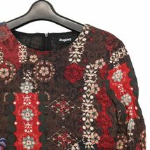 21SS★ Desigual デシグアル 【ALBURQUERQUE】春夏 レトロ総柄 7分袖 ロング ワンピース Sz.M　レディース　K4T00173_2#D_画像2