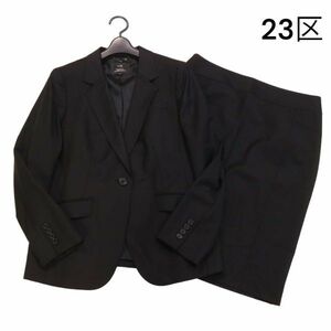 23区 通年 1B ジャケット & スカート セットアップ スーツ Sz.46　レディース 黒 大きいサイズ セレモニー フォーマル　K4T00156_2#O