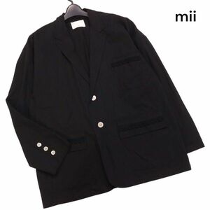 mii ミー 通年 レースポケット♪ ビッグシルエット テーラード ジャケット Sz.S　レディース 黒　K4T00150_2#O