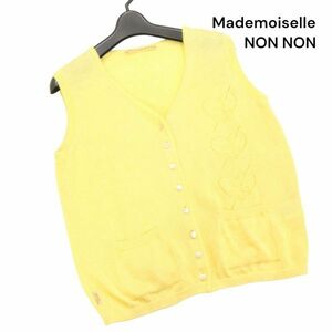 Mademoiselle NON NON マドモアゼルノンノン 春夏 ハート♪ 麻 リネン ニット ベスト Sz.40/L　レディース 日本製　K4T00205_2#M