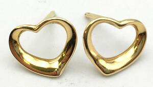 8207K☆TIFFANY＆Co ティファニー オープンハート 18K 750 18金 ピアス アクセサリー ゴールド