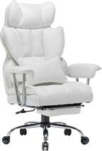 新品　SKYE ゲーミングチェア 座り心地最高 デスクチェア オフィスチェア 椅子 テレワーク 社長椅子 伸縮可能のオットマン (ホワイト)_画像1
