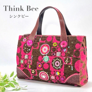 シンクビー Think Bee トートバッグ ハンドバッグ 手提げ ピンク ブラウン マルチカラー ビジュー ブランド レディース お洒落