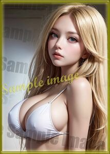 B◇セクシービキニ美女[高解像度]◇A4写真用光沢紙◇101円スタート◇3326◇グラビアイラストアートポスター◇金髪ランジェリー