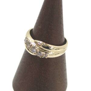 K18 18金 ブラウンカラー ダイヤ デザイン リング 指輪 13.5号 0.50ct 3.2g KA 磨き仕上げ品 Aランク