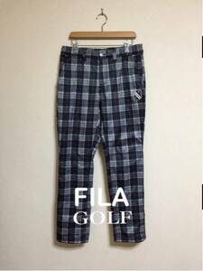 【美品】 FILA GOLF フィラ ゴルフ ウインド パンツ 防寒 防風 裏起毛 フリース チェック柄 IK4FM350 サイズM