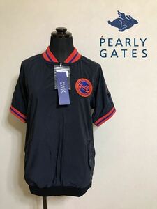 [ new goods ] PEARLY GATES GOLF Pearly Gates Golf lady's nylon half Zip wear pull over window short sleeves size 1