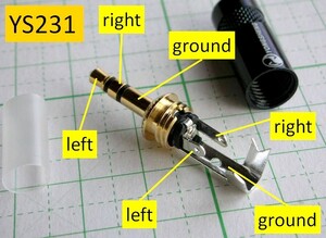 管理番号＝3F053　　　自作用　　φ3.5mm　　ステレオミニプラグ　　　YS231L-BG　 1個　