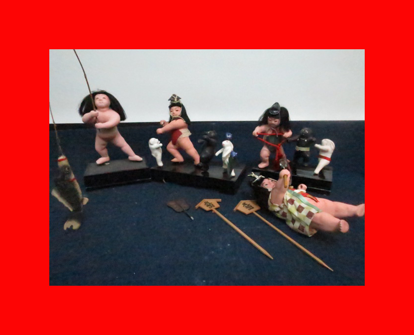 :Sofortige Entscheidung [Puppenmuseum] Kintaro 4 Figuren C-49 Maipuppen, Kriegerpuppen, allgemeine Dekorationen. Maki-e 5, Jahreszeit, Jährliche Veranstaltungen, Kindertag, Mai Puppen