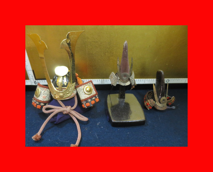 :Immediate decision [Doll museum] 3 small helmets C-87 May dolls, warrior dolls, general decorations. Maki-e 5, season, Annual Events, Children's Day, May Dolls