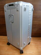 ○ スーツケース キャリーケース TSAロック 大型 大容量 旅行用 シルバー ジャンク扱い○K02-0206_画像2