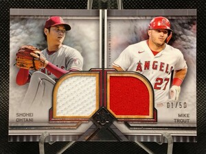 大谷翔平 トラウト レリック #01/50【2023 TOPPS MUSEUM COLLECTION DUAL PATCH RELIC SHOHEI OHTANI MIKE TROUT】 エンジェルス レア