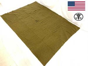 ラスト【米軍放出品】☆未使用品 US-ARMY ブランケット ベッド毛布 ウール 157cm×203cm U.S.ステンシル入り (100) ☆HB5GK#24