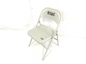 【米軍放出品】☆未使用品 MECO 折り畳みイス USMC オフィス パイプ椅子 1脚 (160)☆AB27BK#24