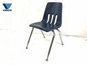 【米軍放出品】VIRCO LOS ANGELES スタッキングチェア 1脚 一人掛け 椅子 イス M-9000-16 ネイビー (180)☆AB6DK-W#24