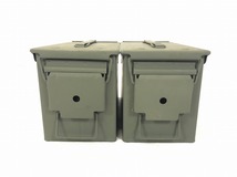 【米軍放出品】☆アンモボックス2個セット M2A1 AMMOBOX ミリタリー アンモ缶 アーモ缶 アモカン 工具箱 弾薬箱 サバゲー(100)AB22AK-W#24_画像4